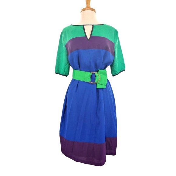 Coldwater Creek 14 Dress Color Block Shift Lightweight Short Sleeve Deadstock - Picture 7 of 10